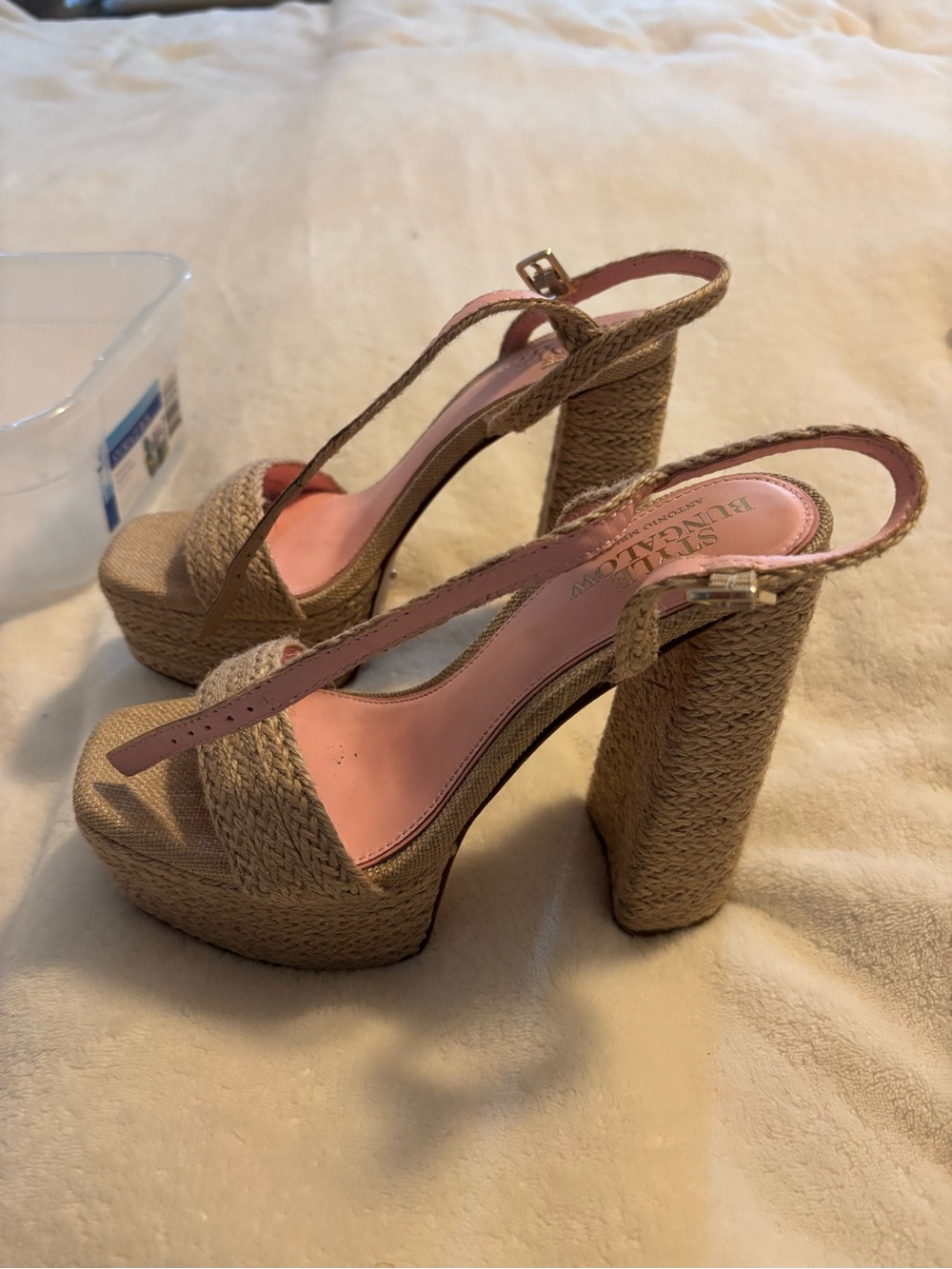 Antonio Melanie, the style bungalow Tan Rope Platform  Heels